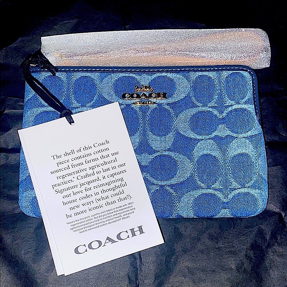 Coach Blue Denim Wristlet NWT
